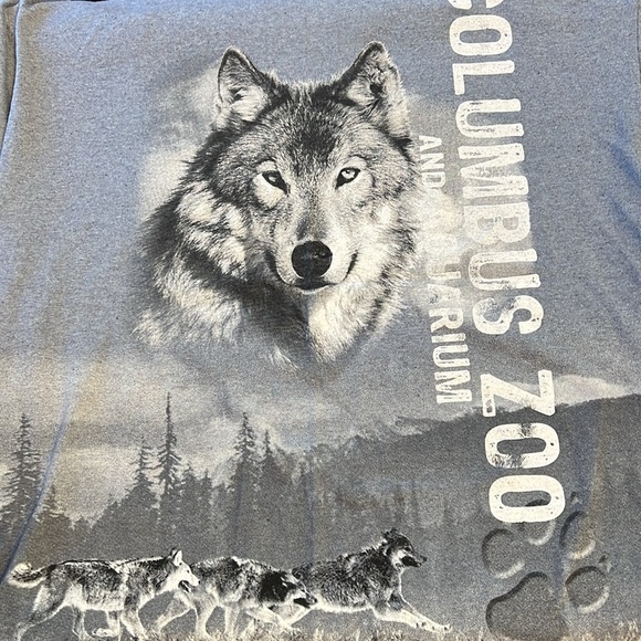 Gray Columbus Zoo Wolf Graphic Double Sided T-Shirt L - Picture 1 of 5